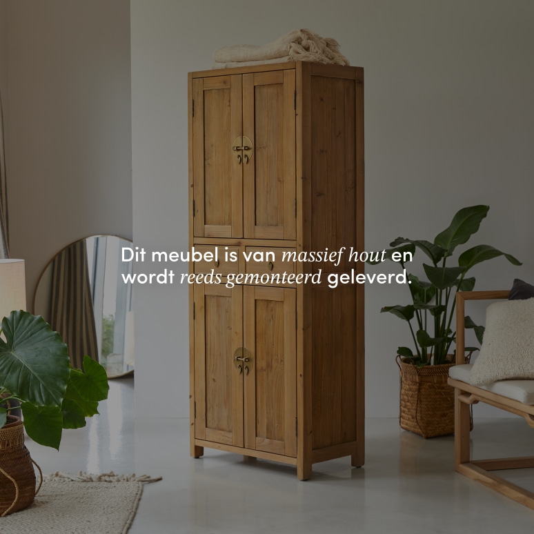 Yuki - Garderobekast voor de hal van gerecycled massief grenen Naturel D. 35 cm