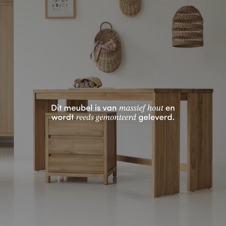 Eden - Kinderbureau van massief teak met opbergkastje