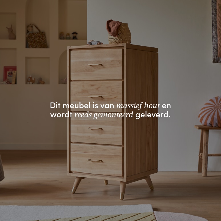 Kort - Kindercommode van massief teakhout