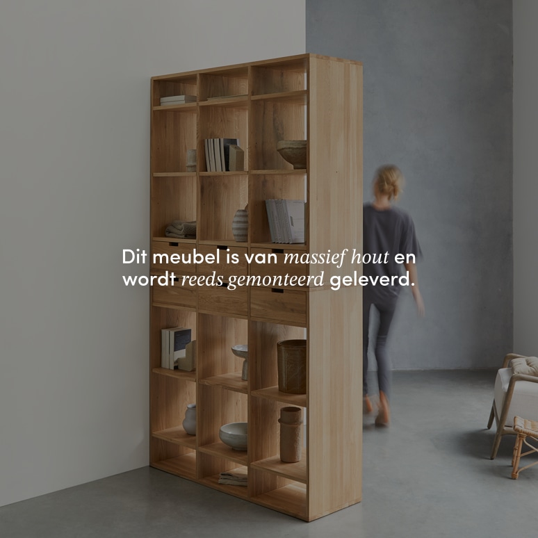 Miho - Massief eiken hoge boekenkast