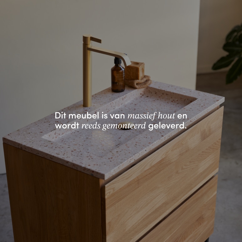 Nova - Badkamermeubel van massief eiken en roze premium terrazzo 80 cm