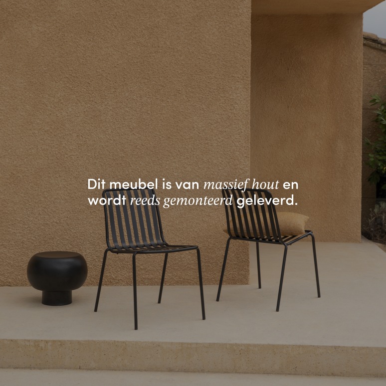 Téo - Tuinset van massief teakhout en zwart metaal 6 plaatsen