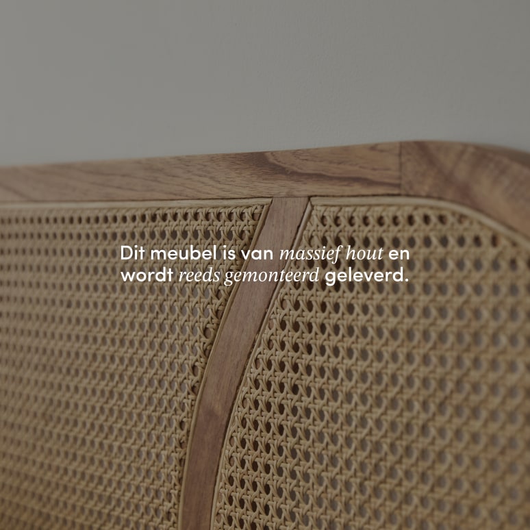 Billie - Hoofdbord van massief mindihout en rotan vlechtwerk 200 cm