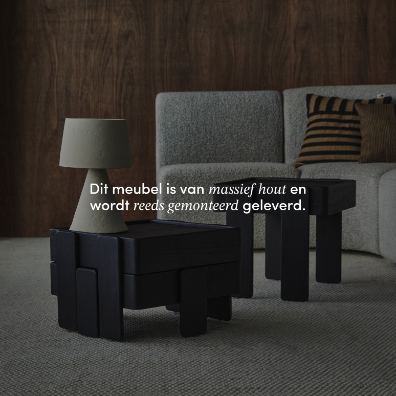 Nido - Stapelbare, zwarte bijzettafeltjes van massief mangohout