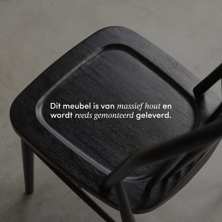 Leonor - Stoel met spijlen van zwart massief acaciahout