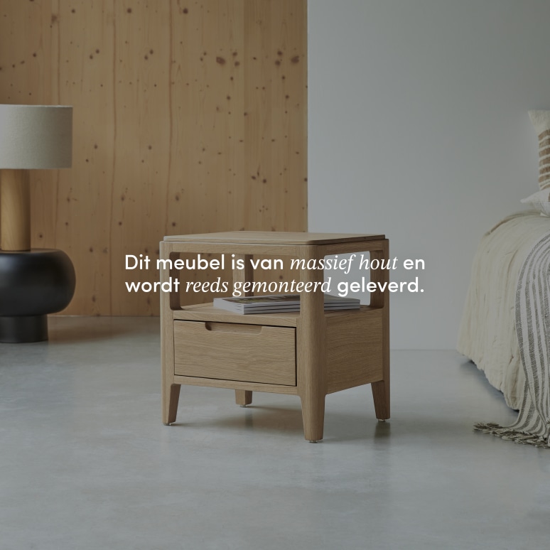 Arto - Nachtkastje van massief eikenhout met 1 lade