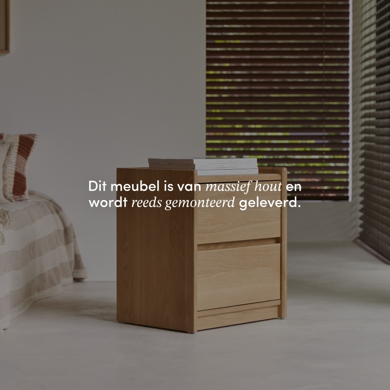 Arto - Nachtkastje van massief eikenhout met 2 laden