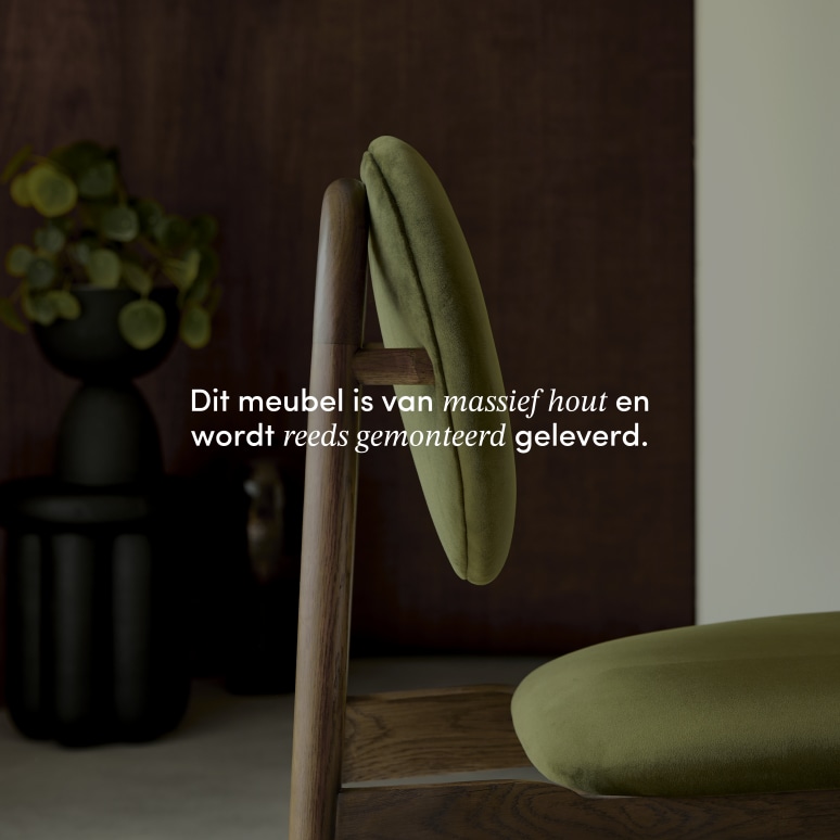 Olive - Stoel in massief eikenhout en groen fluweel