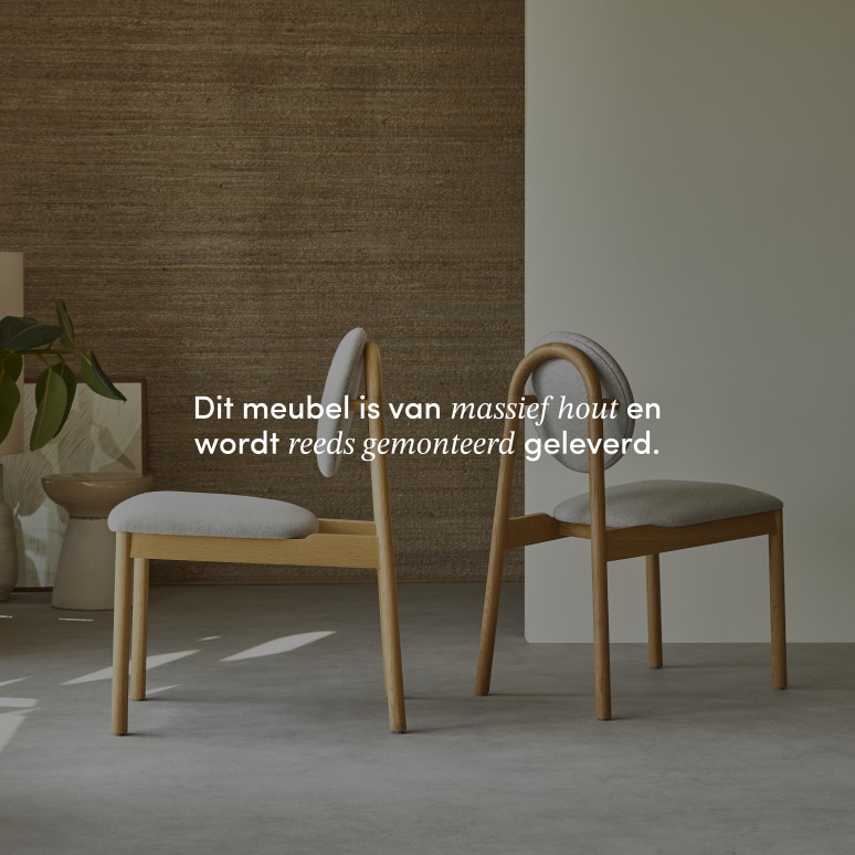 Olive - Stoel in massief eikenhout en grijze wollen stof