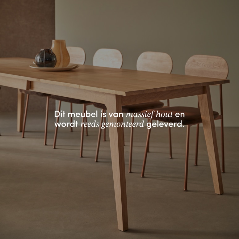 Esmée - Uitschuifbare tafel van massief eikenhout 6-12 personen.