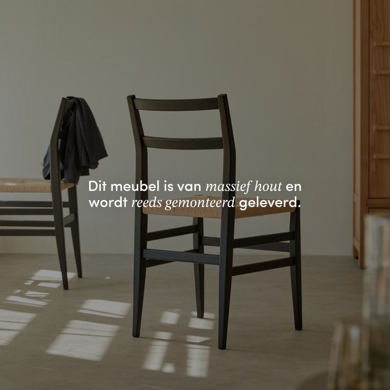 Clarisse - Stoel van zwart massief iepenhout met vlechtwerk