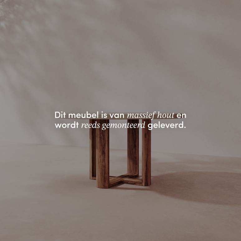 Rose May - Ronde tuintafel van massief acaciahout en ecrukleurig beton 4/6 pers.