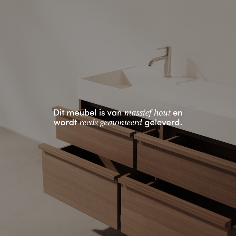 Margot - Badkamermeubel in massief hevea en terrazzo 120 cm