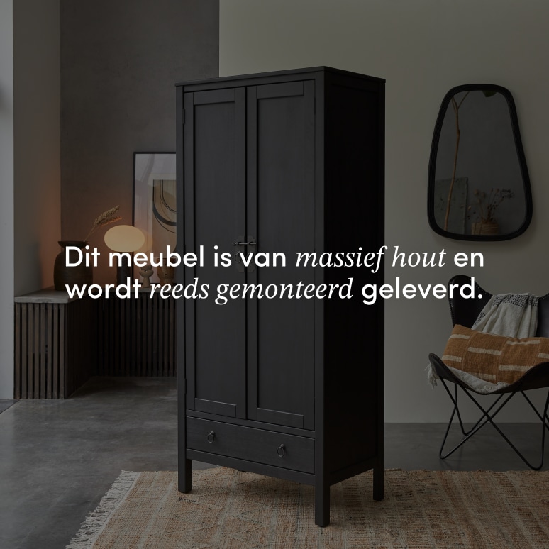 Thaki Black - Garderobekast voor de hal van massief grenen