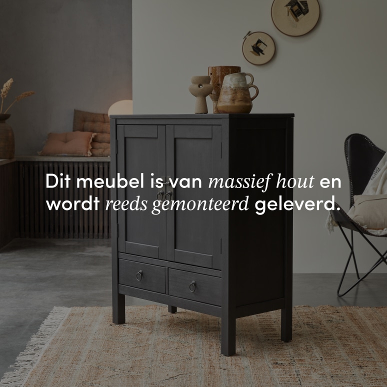 Thaki Black - Dressoir voor de hal van massief grenen 80 cm