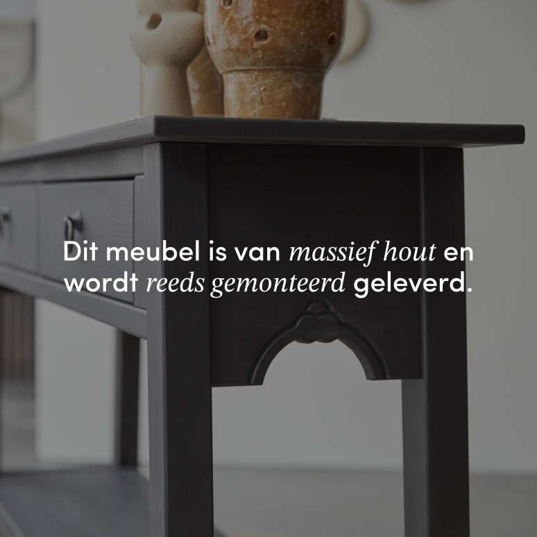 Thaki Black - Massief grenen bijzettafel met 2 laden