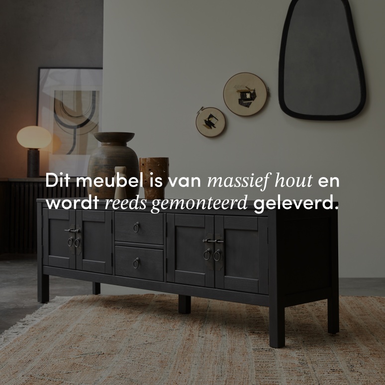 Thaki Black - Massief grenen tv-meubel 170 cm