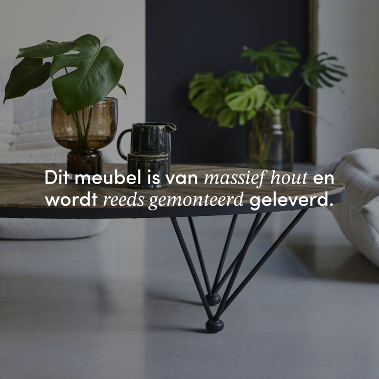 Lancelot - Salontafel van massief iepenhout en metaal