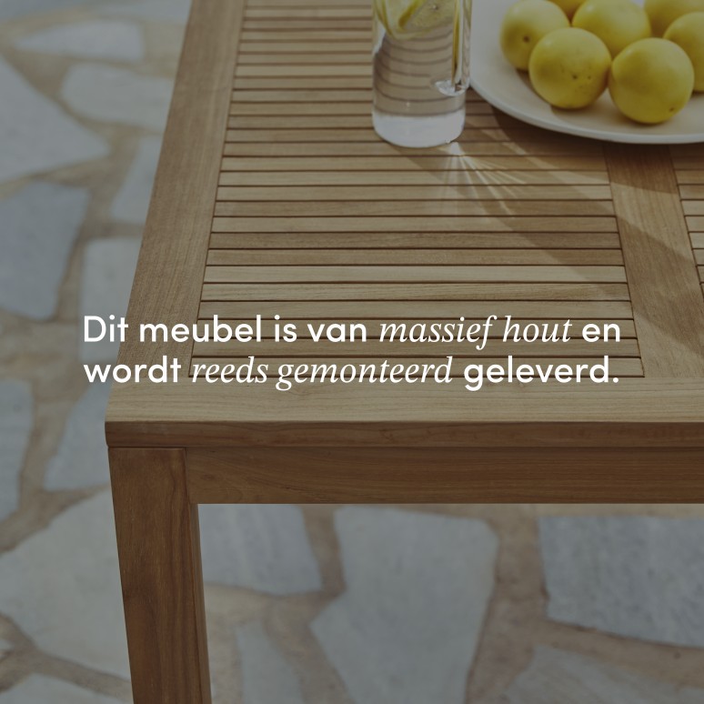 Téo - Tuinset van massief teakhout en oranje metaal 4 stoelen