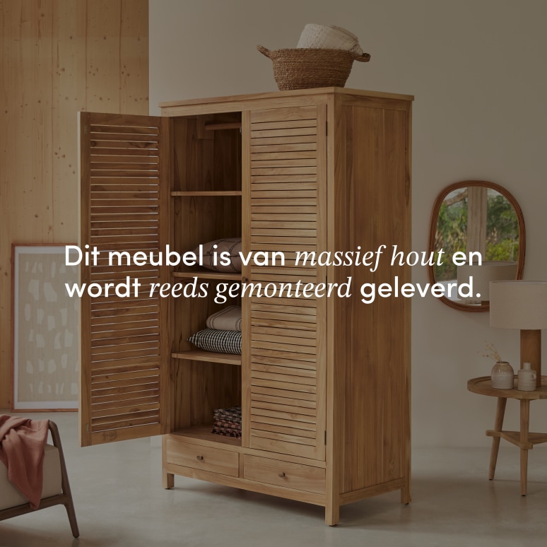 Suzette - Garderobekast voor de hal van massief teak