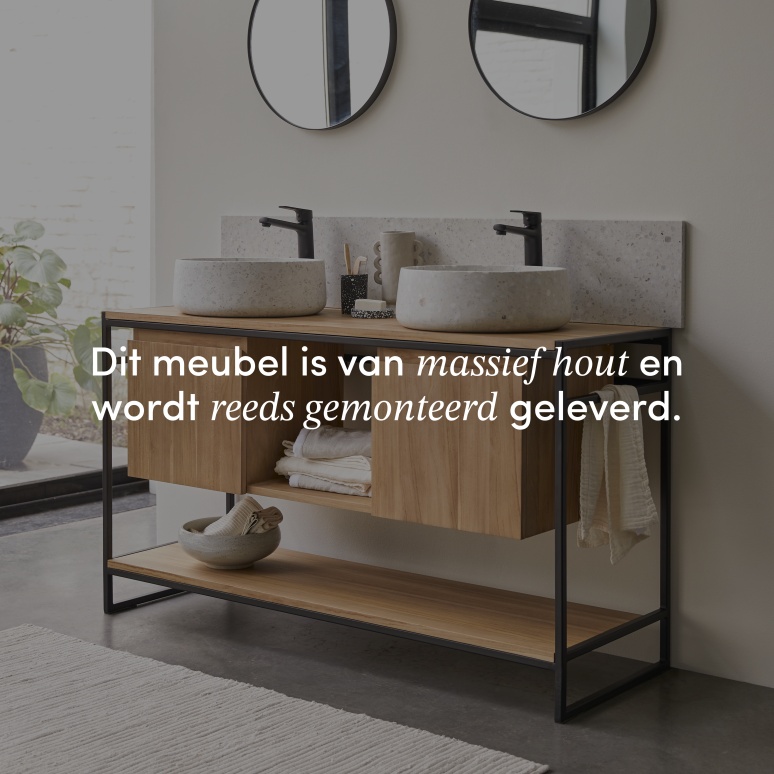 Michal - Badmeubel van massief teakhout en metaal 140 cm