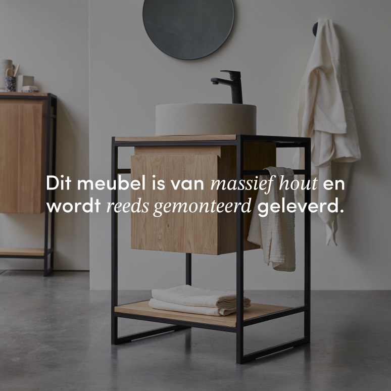 Michal - Badmeubel van massief teakhout en metaal 60 cm