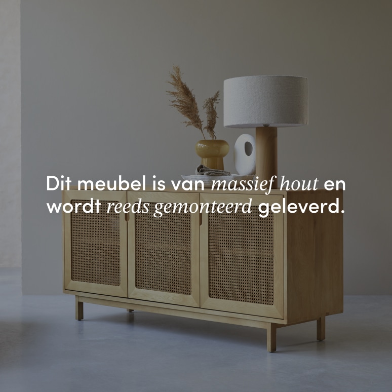 Luis - Buffet van massief iepenhout en vlechtwerk 160 cm