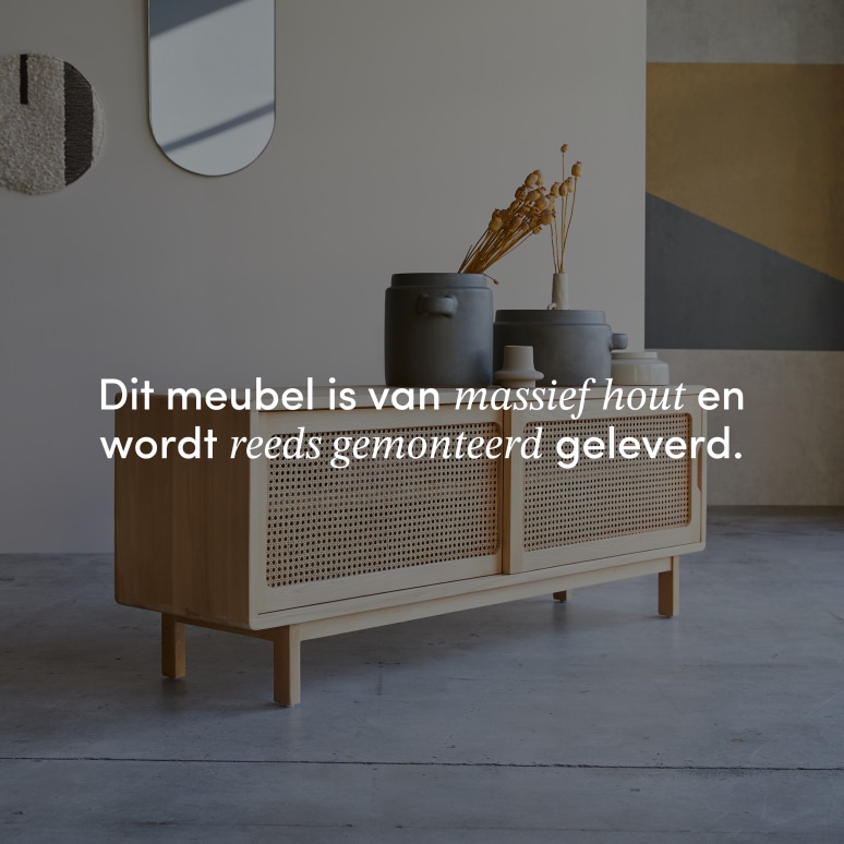 Luis - Tv-meubel van iepenhout en vlechtwerk 140 cm
