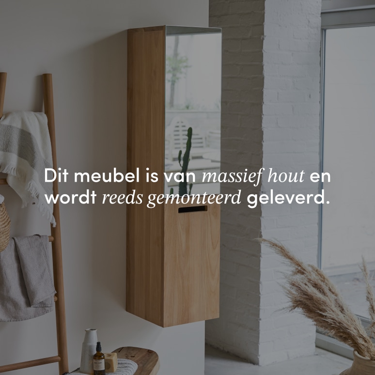Line - Massief teakhouten kolomkast met spiegel