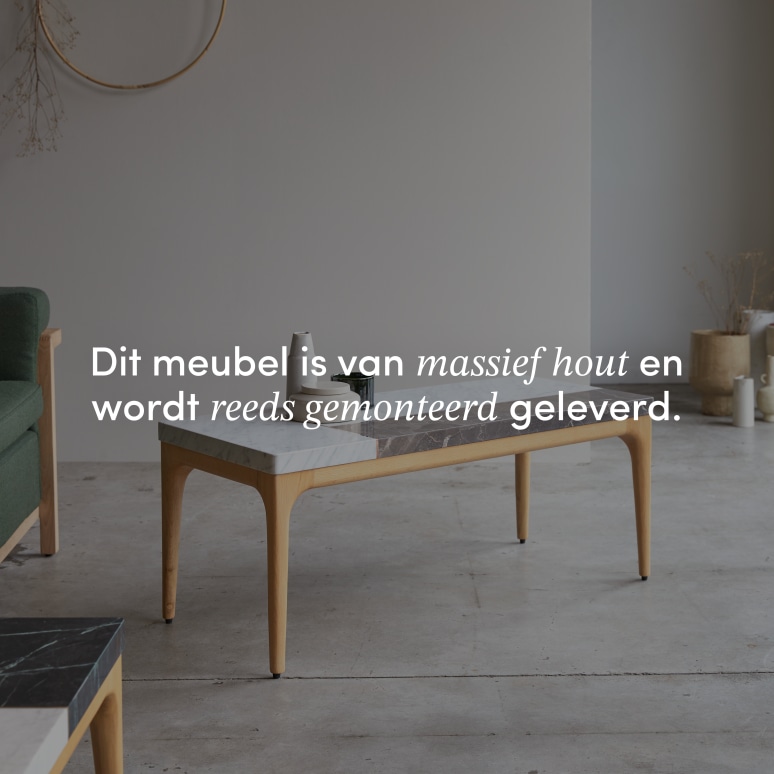 Stonepiet - Massief eiken en marmeren salontafel 111 x 48 cm