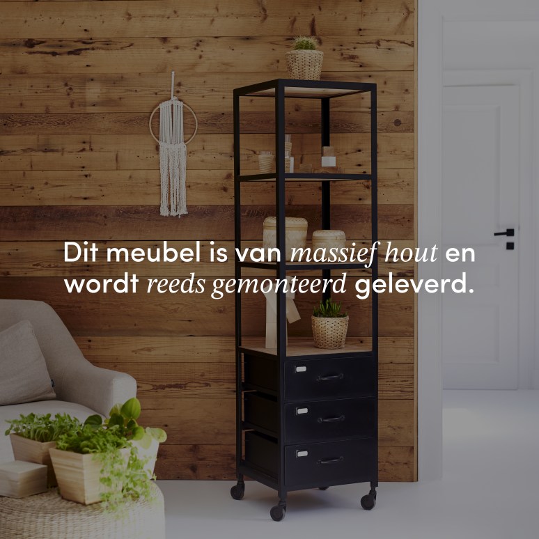 Industriel - Mangohouten en metalen kolomkast