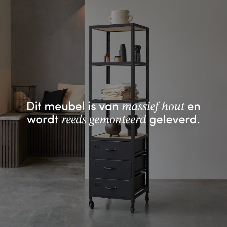 Industriel - Mangohouten en metalen kolomkast