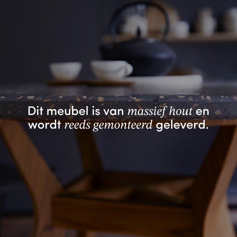 Juno - Tafel in massief teakhout en terrazzo, voor 6 personen