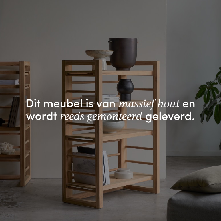 Sera - Lage boekenkast van massief teakhout