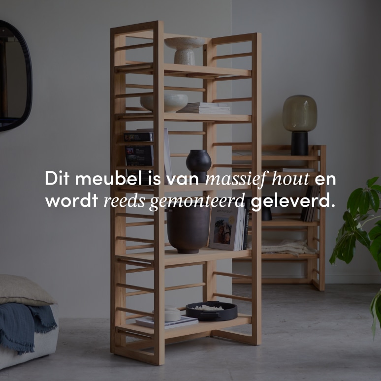 Sera - Hoge boekenkast van massief teakhout