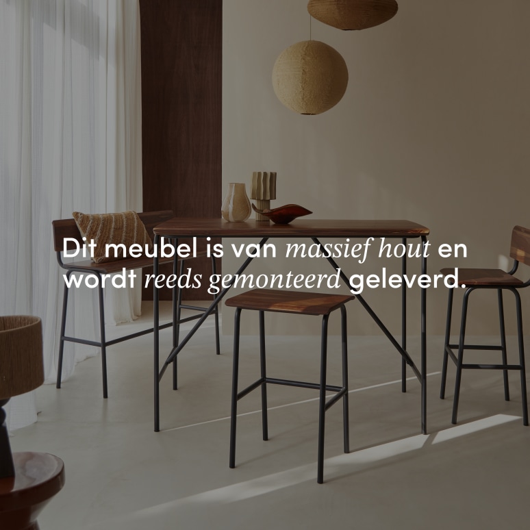 Talia - Hoge kruk van massief palissander en metaal