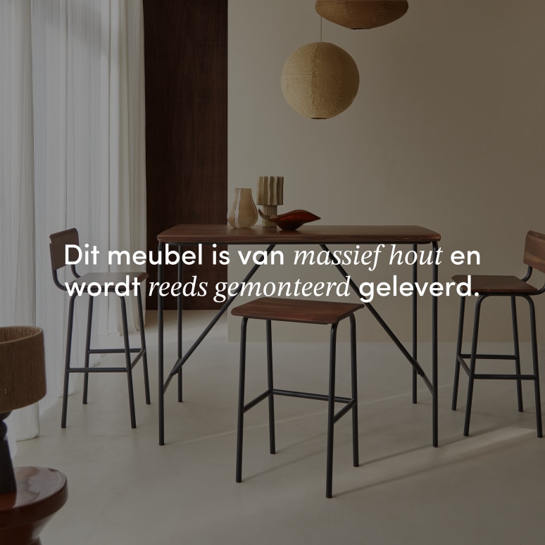 Talia - Hoge tafel van massief palissander en metaal voor 4 personen