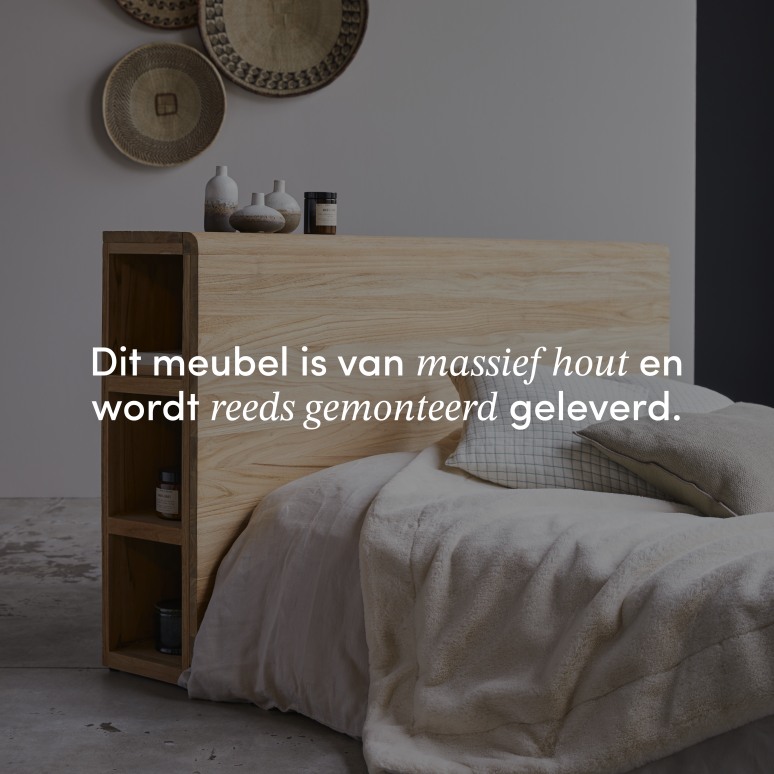 Bertie - Hoofdbord met opbergruimte van massief teakhout 165 cm