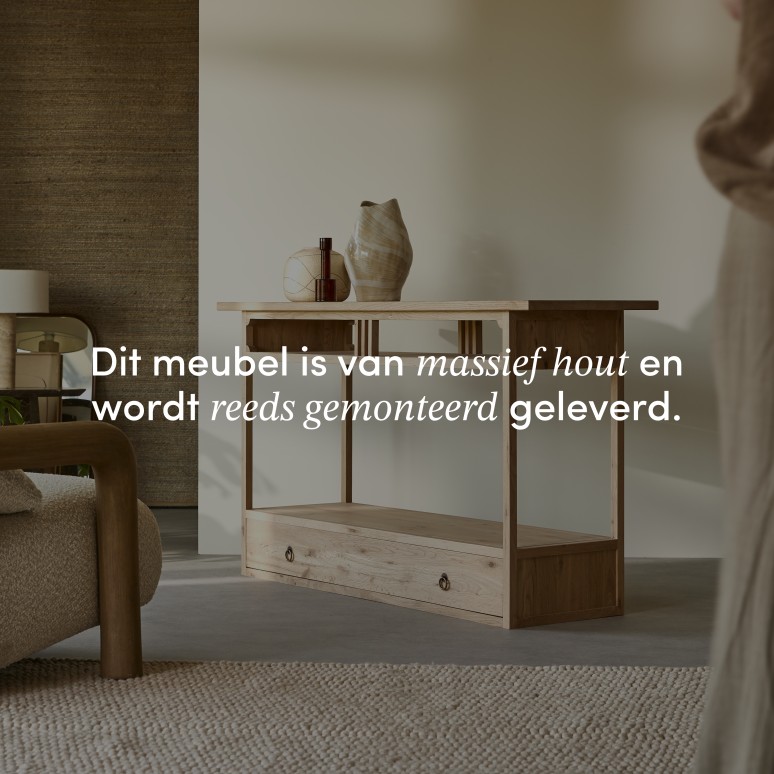 Clovis - Bijzettafel van massief eikenhout met 1 lade