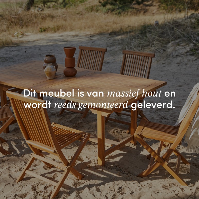 Capri - Rechthoekige tuintafel van massief acaciahout, met verlengblad voor 12 personen