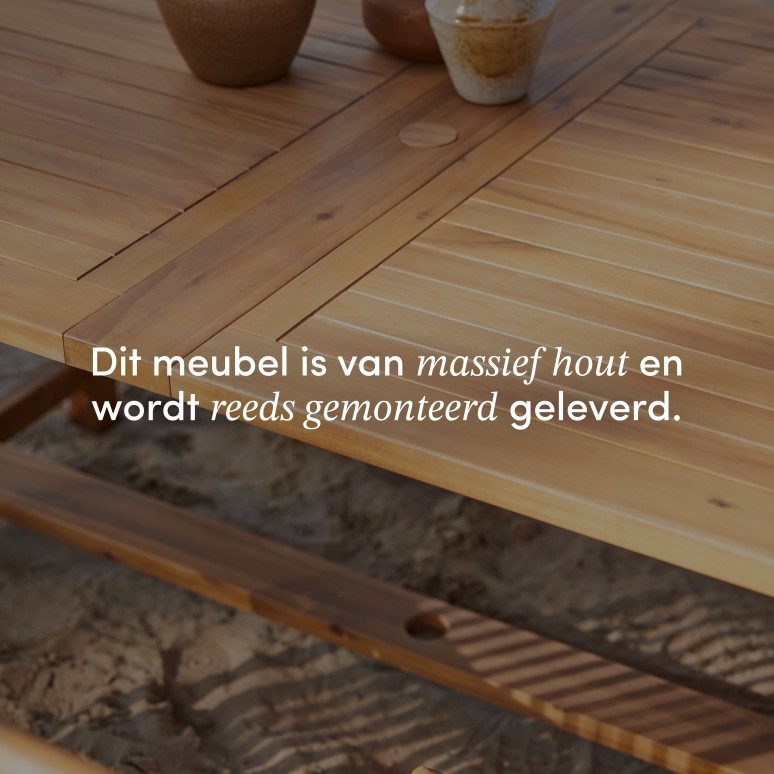 Capri - Rechthoekige tuinset van massief acaciahout met 6 stoelen