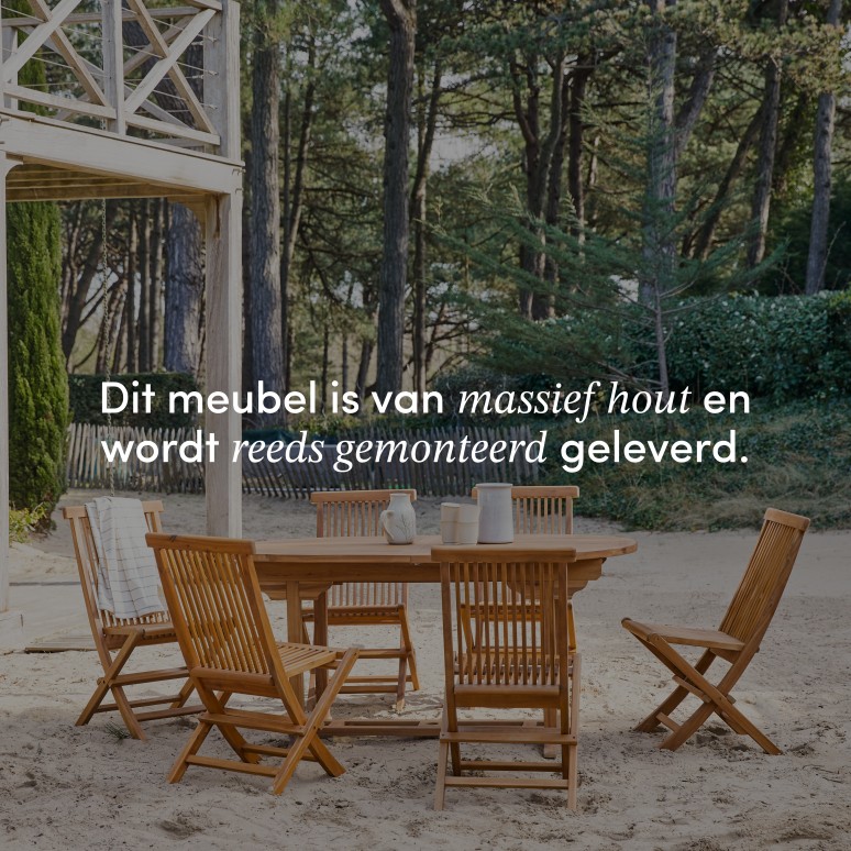 Capri - Ovale tuinset in massief acaciahout met 6 stoelen