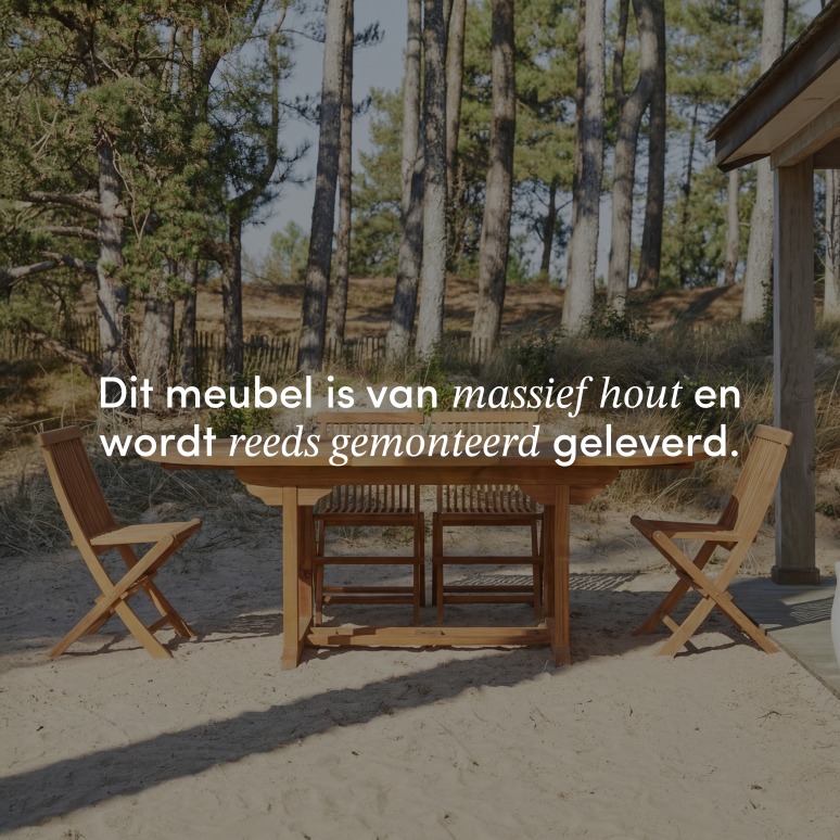 Capri - Ovale tuinset in massief acaciahout met 4 stoelen