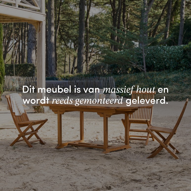 Capri - Ovale tuinset in massief acaciahout met 4 stoelen