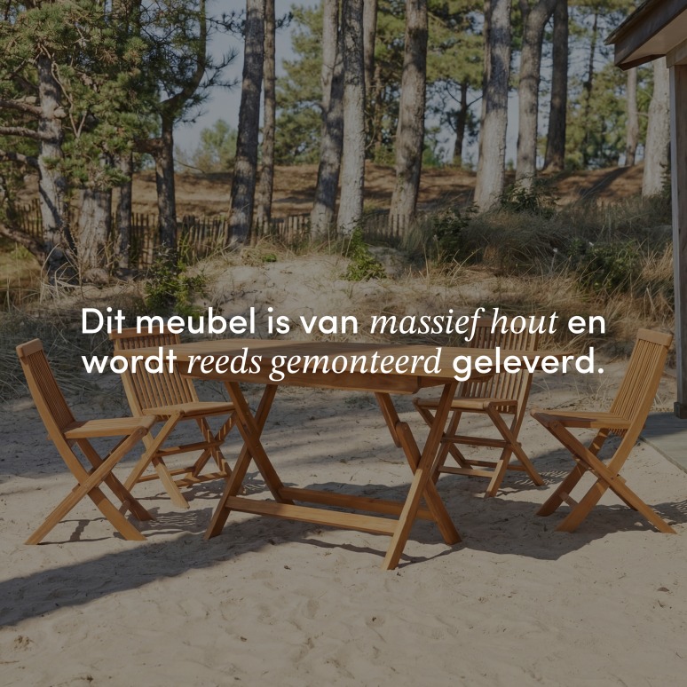 Capri - Massief acaciahouten tuinset met 4 stoelen