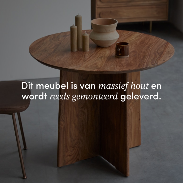 Anja - Ronde tafel van massief palissander voor 4 personen
