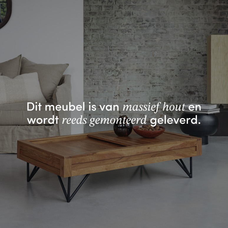 Bonnie - Massief acacia salontafel met opbergruimte