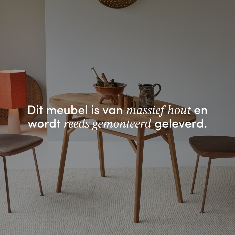 Elena - Ovale tafel van gerecycled massief teakhout voor 2/4 personen