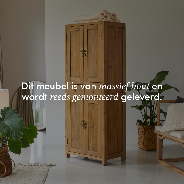 Yuki - Garderobekast voor de hal van gerecycled massief grenen Naturel D. 35 cm