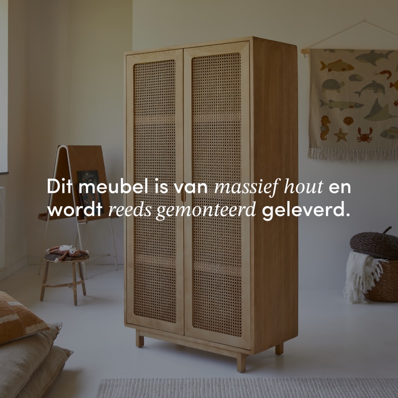 Luis - Kast van massief iepenhout en vlechtwerk